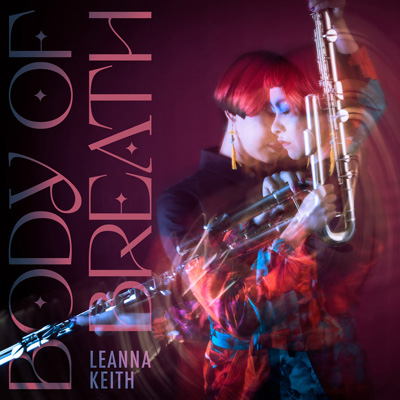 Superimposed photos of Leanna Keith holding a bass flute. Text reads BODY OF BREATH.